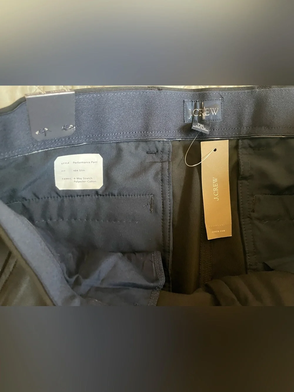 J.CREW 484 Slim-fit tech pant in Black Size 31/32 NWT $128 CG696